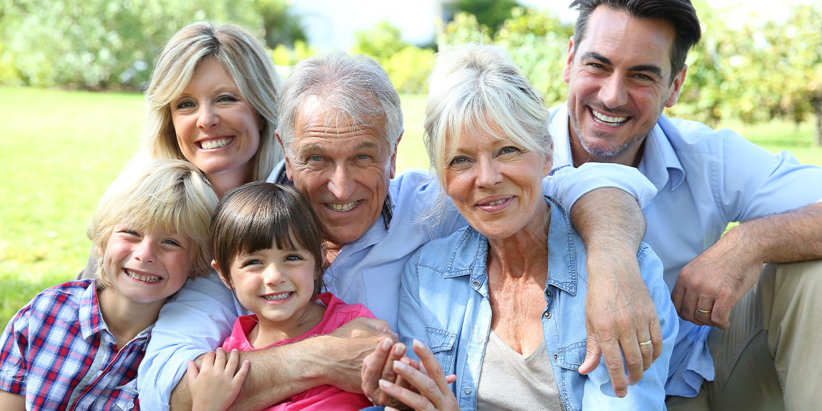 happy healthy multi-generation family